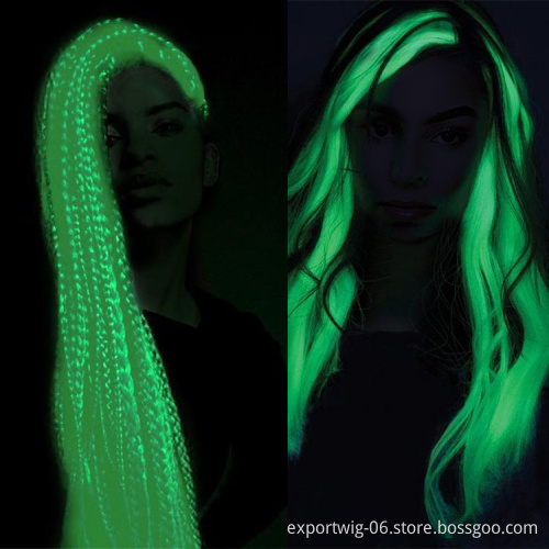 Glowing Jumbo Braiding Hair Extensions Shinny In The Darkness For Halloween Festival Party Cosplay Kids Women Synthetic Braid